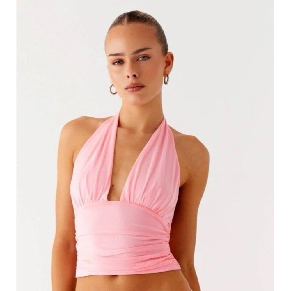 peppermayo Kerrie Halter Top Baby Pink Open back Size 2 NWT